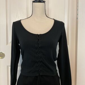 Black Lace-Up Women's Top